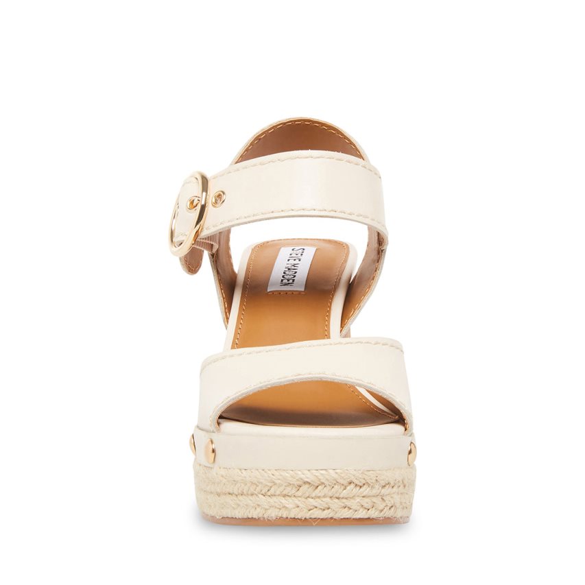 White Steve Madden Kamille Leather Women's Heels Sandals | PH 1294PMG